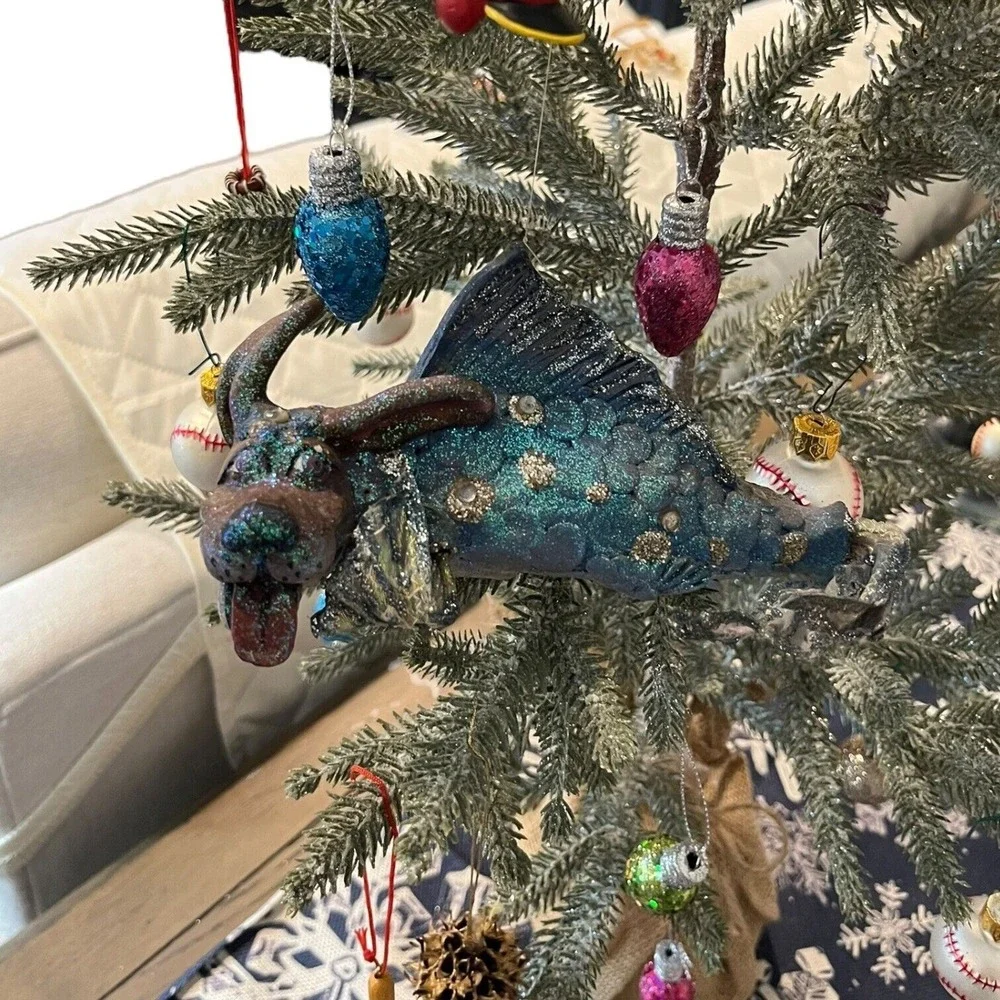 December Diamonds Dog Fish Ornament Mer-dog Collectible Fantasy Animal Mermaid